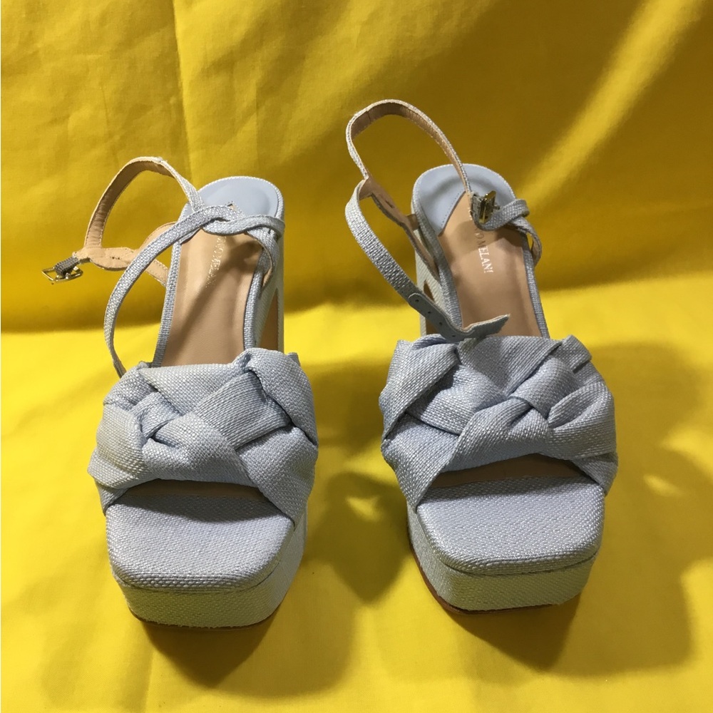 ANTONIO MELANI Pale Blue Braided Platform Sandals 9.5